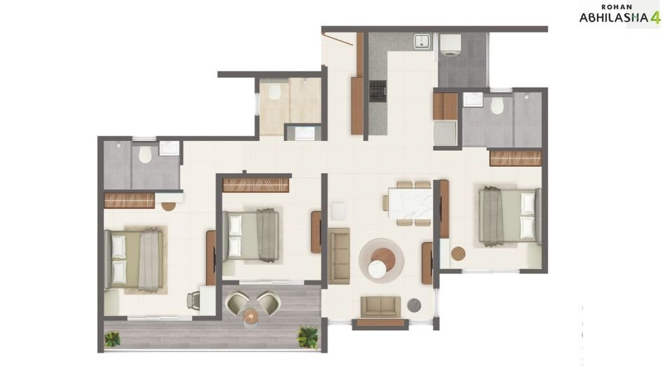Rohan-Abhilasha-Floor-Plan-3 BHK